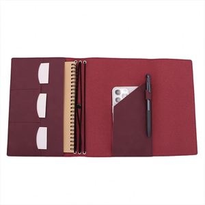 <b>Retro</b> PU Leather A5 Planner Notebook Book Case Pen Loop Loose-leaf Organizer Book Cover with Card Holder Business <b>Gifts</b> - Product Image 1