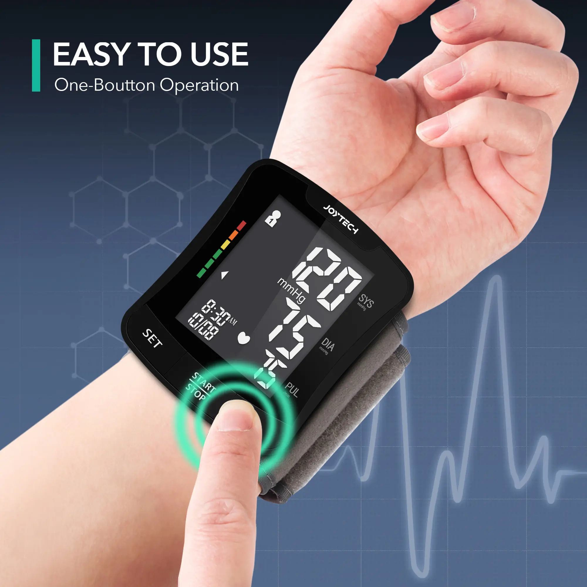Tensiómetro de muñeca, Monitor de presión arterial, aprobado por la CE, DBP-2208