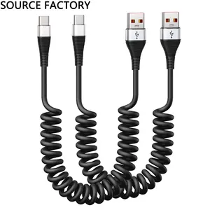 Spring Data Cable Charge Cord for Car USB A To Type C Cable Factory Custom Fast Charging Cable For Android Mobile Phone Type-C