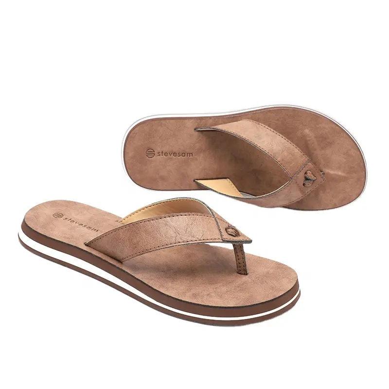 Summer Light Slippers Fashion Trend OEM/ODM custom Non-Slip Outdoor Wholesale Men's Microfiber Leather Flip Flops