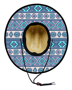 Chapeau de sauveteur en paille unisexe à motif aztèque imprimé par sublimation, prêt à être expédié, protection solaire UV pour la plage - Product Image 2
