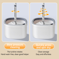 Accueil 360 Balai à franges et seau avec essoreuse Jeu de balais absorbant la poussière Nettoyage des sols Vadrouilles plates en microfibres