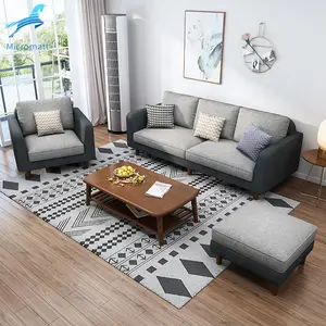 Mordem Kustom Mudah Dibersihkan Rumah Warna Ganda Perabot Tamu 4 Kursi Kain Sofa Set