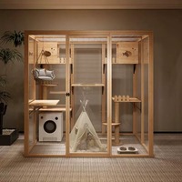 Grande vitrine panoramique en verre pour chats d'intérieur, présentoir commercial de luxe pour animaux de compagnie, conception personnalisable, vitrine de villa JINXIN