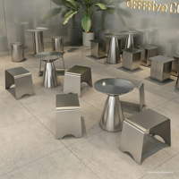 Ensemble table et chaises rondes en acier inoxydable SEM, style moderne et minimaliste, pour café, salon, bar commercial