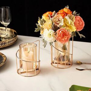 Factory-Wholesale Polished China Restaurant-Style Rose Metal Candle Holders Trendy Online Living Room Bedroom <b>Bedside</b> Decor - Product Image 5
