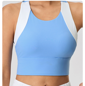 Nuevas Camisetas Deportivas de Yoga <span class=keywords><strong>con</strong></span> Logotipo Personalizado, Top Deportivo Ajustado <span class=keywords><strong>con</strong></span> Contraste de Color, <span class=keywords><strong>Tirantes</strong></span> Anchos, Transpirable, Elástico, <span class=keywords><strong>con</strong></span> Relleno - Product Image 4