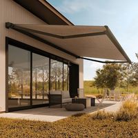 Auvent rétractable motorisé électrique en gros, télécommande, cadre en aluminium étanche, anti-UV, fixation murale pour jardin et balcon