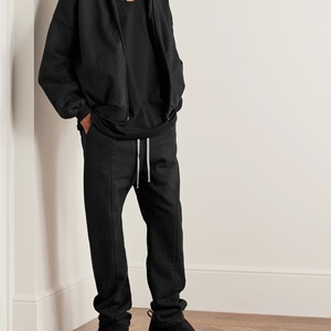 Custom Designer <b>Hoodies</b> Men <b>Zip</b> <b>up</b> Fleece <b>Black</b> Hoodie 100% Cotton Boxy Streetwear Appliqued Embroidery Logo Loungewear - Product Image 2
