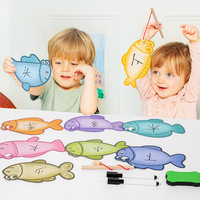 Jeu de pêche Montessori pour bébés avec cartes flash en fer, jeux de dessin, jouets éducatifs pour l'apprentissage de l'alphabet anglais et jouets cognitifs pour enfants