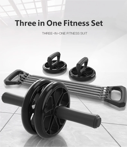 Kit de fitness 3-en-1 en gros : Rouleau abdominal, extenseur de poitrine à ressort et supports pour pompes – Outil de musculation à domicile pour le renforcement du tronc, des bras, des épaules et du dos - Product Image 1