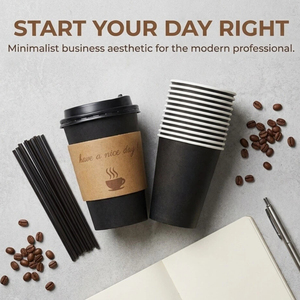 10 gobelets à café jetables de 20 oz à double paroi, biodégradables et écologiques, avec couvercles, logo personnalisé imprimé, gobelets en papier pour café - Product Image 2