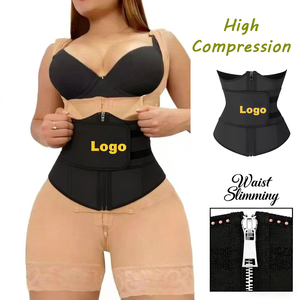 100% Latex Waist Trainer Cincher Belt Trimmer Women Open Cup Corset Lumbar Support BBL Colombian Girdle <strong>Tummy</strong> <strong>Tucker</strong> with Zipper - Product Image 3