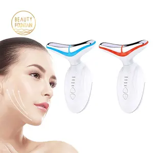 Home Use Beauty Equipment Double Chin Skin Tightening Anti Aging Wrinkle Led Light Therapy Facial Firming Ems Neck Face Massager
