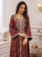 Robe Kaftan Bordeaux Brodé et Perlé pour Soirée, Mariage, Fête, Luxe, Dubaï, Gala Nuptial, S-XXL, Abaya pour Invitée de Mariage et Réception