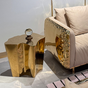 Miroir Artistique en Acier Inoxydable Poli, Fabrication Artisanale Italienne de Luxe, Meubles Contemporains pour Salon, Chambre, Hôtel, Villa - Product Image 2