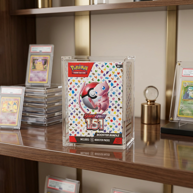 Modern Eco-Friendly Acrylic Display Case for 10-Pack Pokemon TCG 151 Booster Bundle Box with Six Group Magnetic Lid UV-resistant
