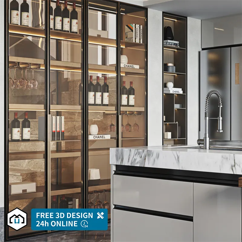 Soggiorno di lusso decorazione d'interni armadio da cucina moderno design d'interni 3D per la casa