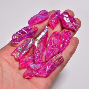 Puntas de cristal de cuarzo con revestimiento de titanio natural Yashee, piedras preciosas crudas de forma irregular para la fabricación de joyas, 10 unidades - Product Image 2
