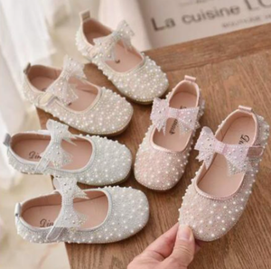 Nouvelle arrivée, belle robe en perles pour enfants, chaussures souples en PU pour filles, style princesse - Product Image 3
