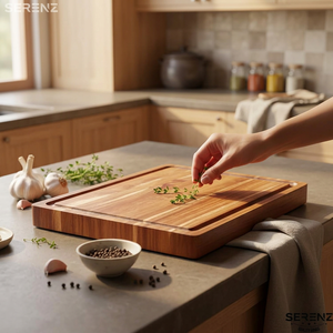 Grande planche à découper rectangulaire en noyer noir avec rainures pour le jus, compatible lave-vaisselle, pour la préparation des repas en cuisine, le service des aliments en extérieur et la découpe. - Product Image 6