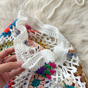 Women's Bohemian Style <strong>Crochet</strong> 2 Piece <strong>Set</strong> - Halter Crop Top &amp; Fringe Hem Asymmetrical Skirt Sehe Fashion - Product Image 5
