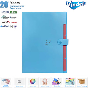 Porte-documents accordéon personnalisé à 5 poches en plastique format A4, avec motif souriant, pour organiser les documents <span class=keywords><strong>de</strong></span> bureau - Product Image 1