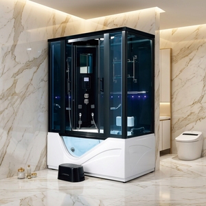 <span class=keywords><strong>Cabina</strong></span> de ducha de <span class=keywords><strong>hidromasaje</strong></span> para sala de vapor de lujo moderna con marco de vidrio templado y aluminio cepillado para uso en apartamentos interiores - Product Image 5