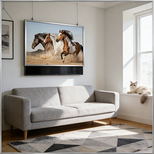 Impression sur papier acrylique personnalisée de chevaux sauvages peints à la main, <span class=keywords><strong>paysage</strong></span> de prairie occidentale, art mural encadré en bois, imperméable, décoration de salon - Product Image 6