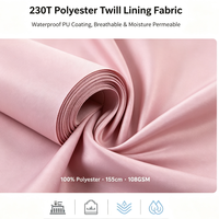 Tissu de doublure brillant en sergé de polyester 230T, enduit PU imperméable, respirant et perméable à l'humidité, magnifique tissu de doublure en soie
