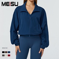 Veste de sport coupe-vent légère à col montant et fermeture éclair intégrale pour femme, avec ourlet élastique