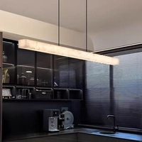 Luminaire suspendu linéaire en marbre et cuivre personnalisé, lustre moderne de luxe pour bar, salle à manger, décoration d'îlot