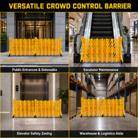 Barrière de sécurité rétractable de 13 pieds, barricade de circulation pliable avec roues non-marquantes, avertissement jaune ANSI OSHA pour utilisation en intérieur