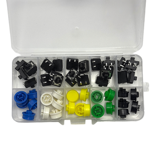 Kit de 25 Interruptores Táctiles de Botón, 12x12x7.3mm, Microinterruptor Momentáneo con Tapas Redondas de 5 Colores para Proyectos Electrónicos DIY <span class=keywords><strong>Arduino</strong></span> - Product Image 1