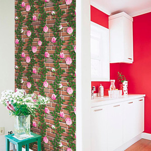 Papier peint artificiel Oujing à motif de roses, 45 cm x 10 m, autocollant, imperméable, en PVC, pour chambre à coucher, salon, dortoir - Product Image 4