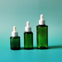 Ensemble de sérum pour le visage coréen en PETG de luxe, vert mat, lotion de soin du corps et des cheveux, avec étiquette et impression de logo
