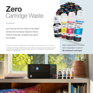 Imprimante couleur tout-en-un sans fil Epson EcoTank ET-2980 avec réservoirs d'encre rechargeables jusqu'à 3 ans - Product Image 5