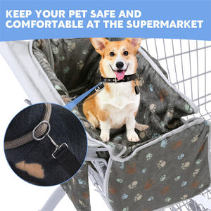 Cubierta de carrito de supermercado para mascotas con cuerdas de seguridad, cubierta de carrito de compras de terciopelo suave para perros o niños, cubierta de asiento de carrito de compras - Product Image 5