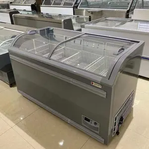 Supermarket Freezer Mall lemari es tampilan lemari es beku 0-18 derajat komersial pendingin dada dalam kapasitas besar