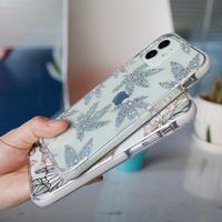 Coque à fleurs scintillante personnalisée pour Apple, étui de téléphone portable pour Iphone 12 Pro Max, cadeau de filles