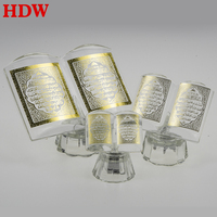 Vente en gros de nouveaux cadeaux islamiques en cristal uniques mots de bricolage logo cadeaux de mariage islamiques en cristal avec base en cristal