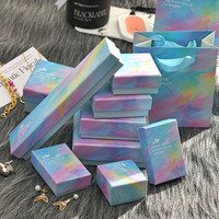 Caja de Regalo Rectangular de Cartón con Laminado Mate para Joyería, Collar y Pulsera con Degradado de Colores Modernos