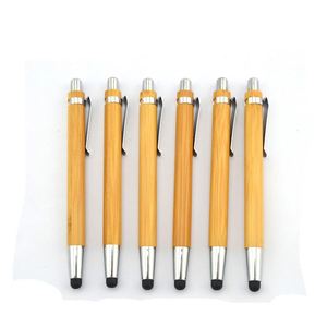 Stylo bille en bambou, stylet, idée cadeau avec logo personnalisé, ventes en promotion - Product Image 1
