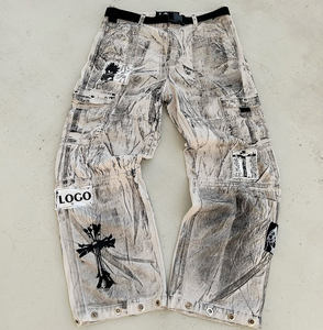 <span class=keywords><strong>Pantalon</strong></span> de travail personnalisé pour hommes à jambes droites Parachute empilé de haute qualité Vintage Eco Friendly Digital Print Camouflage Street Hip Hop - Product Image 1