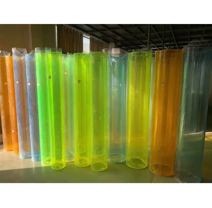 Tubes en plastique fluorescents verts, transparents, transparents, couleurs différentes, PC, pièces