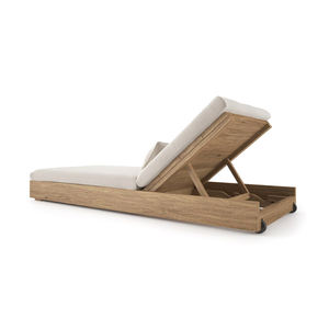 Lettino prendisole pieghevole da esterno in legno di teak impermeabile e sedia a sdraio per hotel e cortili con cuscini resistenti ai raggi UV - Product Image 6