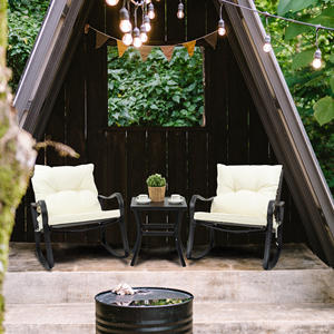 Cadeira de Balanço Moderna em Metal Branco, Estrutura Forte e Ecológica, Mobiliário Externo para Sala de Estar e Hotel - Product Image 2