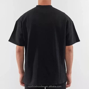 OEM 맞춤 도매 기본 240gsm 목폴라 헤비 피마 코튼 반팔 오버사이즈 코튼 헤비웨이트 티셔츠 남성용 - Product Image 3