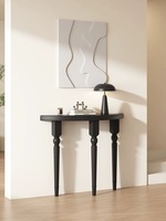 Table console noire courbée en forme de demi-lune, table d'entrée moderne étroite pour couloir, salon, entrée