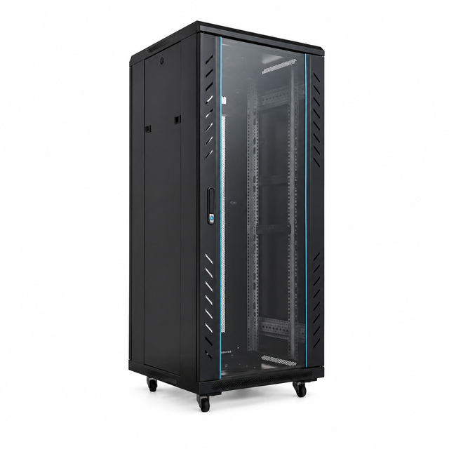 22U 1200x600x600mm Floor Standing Server Rack Cabinet 19 Inch Network Enclosure with Lockable Glass Doors Factory Supply